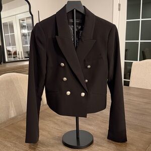 White House Black Market Black Blazer with Silver Buttons
